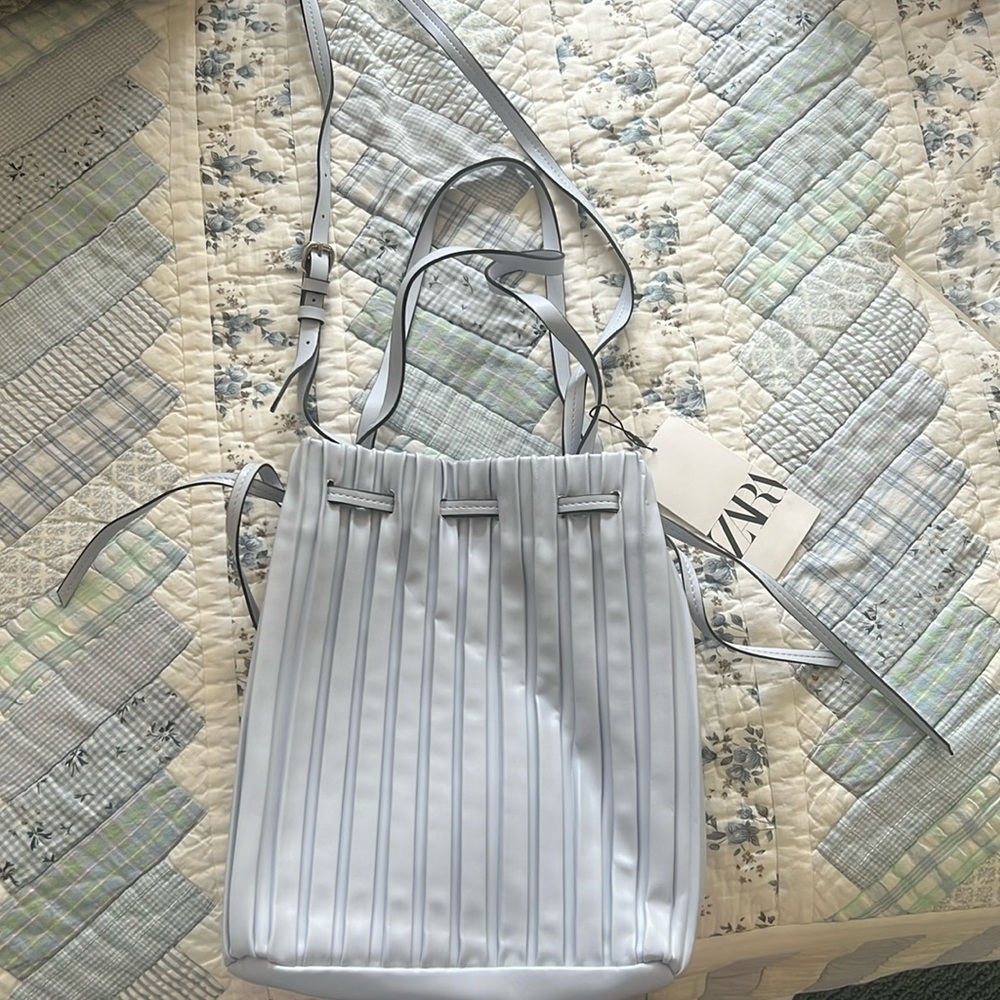 Zara Light Blue Leather Handbag NWT